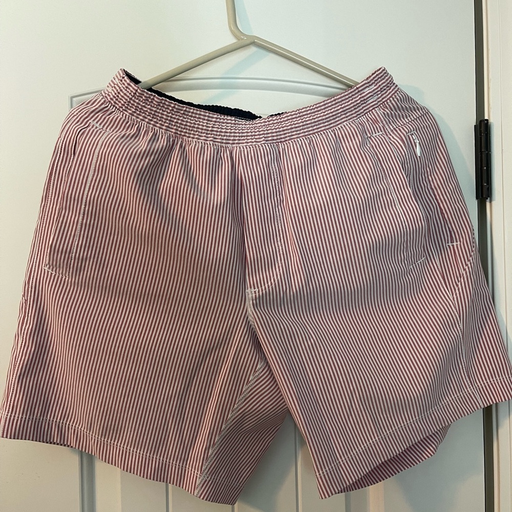 Birddogs Seersucker Stripe Shorts Red (M 7”)
